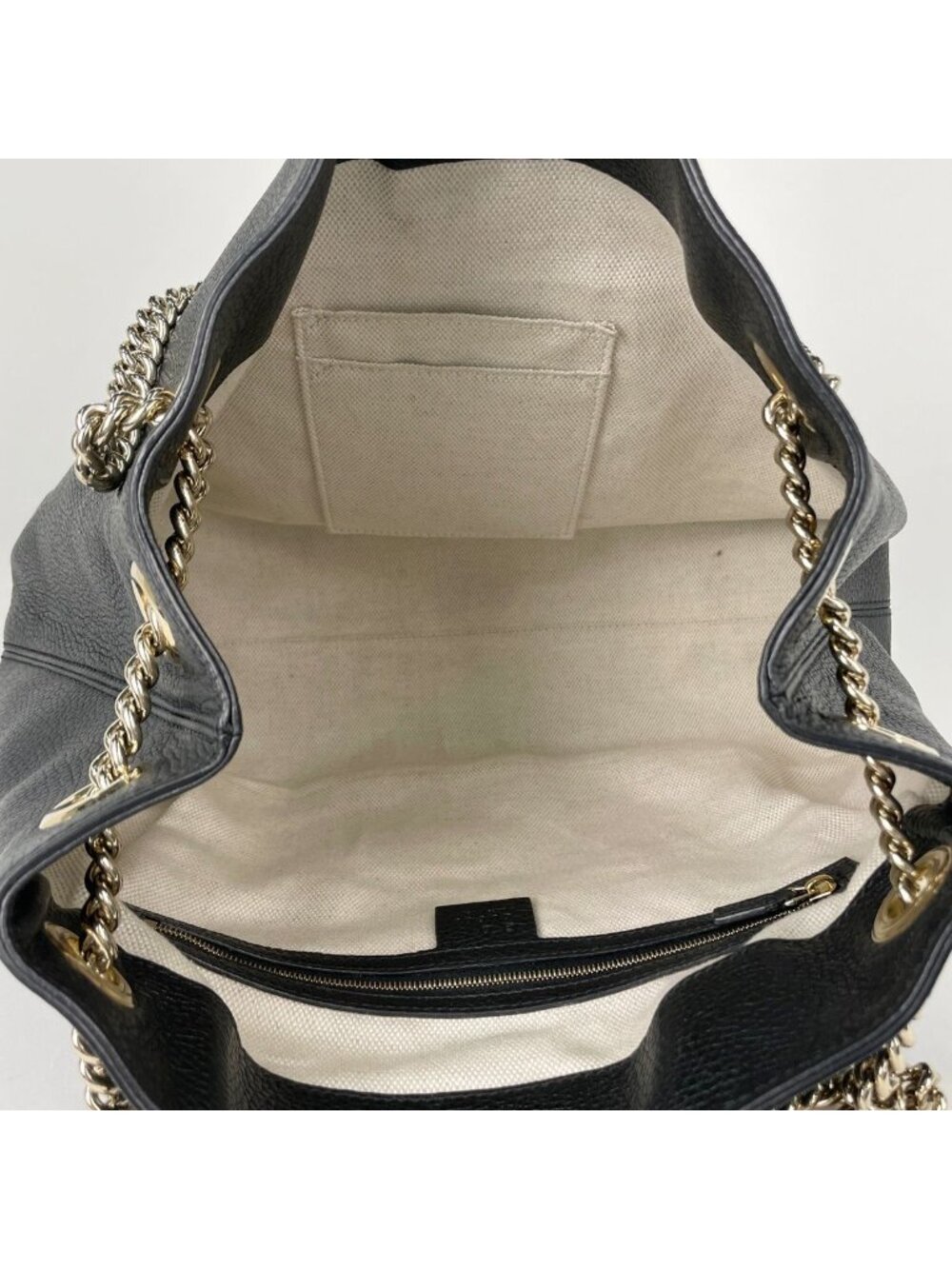 Gucci Soho Chain Shoulder Bag Tote Interlocking Leather Black - Picture 8 of 8